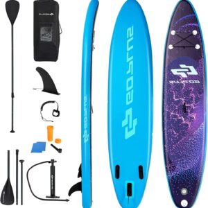 AUGESTER 10‘/10.5‘/11’ Inflatable Lightweight Stand up Paddle Board, Premium Yoga Board W/Durable SUP Accessories, with Fins, Carrying Bag, Non-Slip Deck, Adjustable Paddle & Hand Pump, Wide Stance