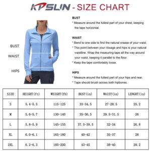 KPSUN Women's UPF 50+ UV Sun Protection Clothing Long Sleeve Athletic Hiking Shirts Lightweight SPF Zip Up Outdoor Jacket(lavender blue,L)