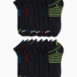 New Balance Boys' Quarter Socks - 16 Pack Soft Cushioned Performance Ankle Socks for Boys - Breathable Boy's Sports Socks, Size Large, Black Assorted