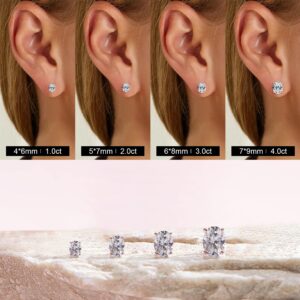 SMILEST Oval Cut Moissanite Stud Earrings for Women, 4 Carat D Color VVS1 Clarity Lab Created Diamond Moissanite Earrings 18K Rose Gold Plated 925 Sterling Silver 4-Prong Moissanite Earrings Studs