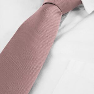 TASTION Mens Dusty Rose Ties for Men Classic Wedding Necktie Solid Light Blush Pink Tie Formal Business Satin Silk Wedding Bridegroom Tie