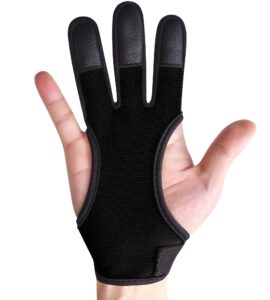 chinfun archery gloves leather practice shooting hunting three finger archery protective gear accessories for youth adult beginner black s