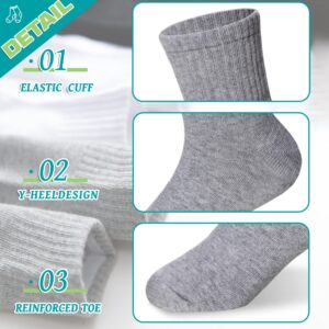 Eyean Kids Athletic Crew Socks Boys Girls Cotton School Uniform Casual Basic Socks 6 Pairs (6-8 Years, Black+White+Grey)