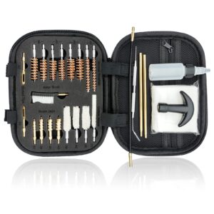 Angeebin Handgun Cleaning Kit for .22 .38/.357/9mm .40 .45 Caliber, Universal Pistol Gun Brush with Bronze Bore Brush, Brass Jag and Slotted Adapter (Set 26-Piece)