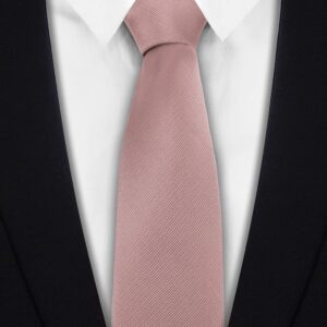 TASTION Mens Dusty Rose Ties for Men Classic Wedding Necktie Solid Light Blush Pink Tie Formal Business Satin Silk Wedding Bridegroom Tie