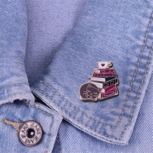 AFSJEEP Cat Book Coffee Enamel Lapel Pin Cute Animal Brooch Cartoon Badges Lazy Gift Women Men Clothing Bag Accessories