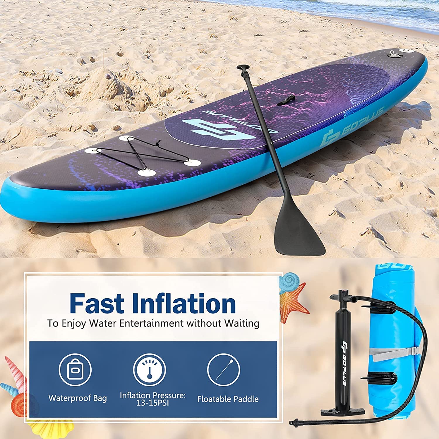 AUGESTER 10‘/10.5‘/11’ Inflatable Lightweight Stand up Paddle Board, Premium Yoga Board W/Durable SUP Accessories, with Fins, Carrying Bag, Non-Slip Deck, Adjustable Paddle & Hand Pump, Wide Stance