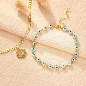 Ankle Bracelets for Women Evil Eye Anklet, 14K Gold Plated Ankle Bracelets Evil Eye Anklet for Women Gold Anklet Letter A Initial Anklet Dainty Ankle Bracelets for Women Anklet Jewelry Gifts