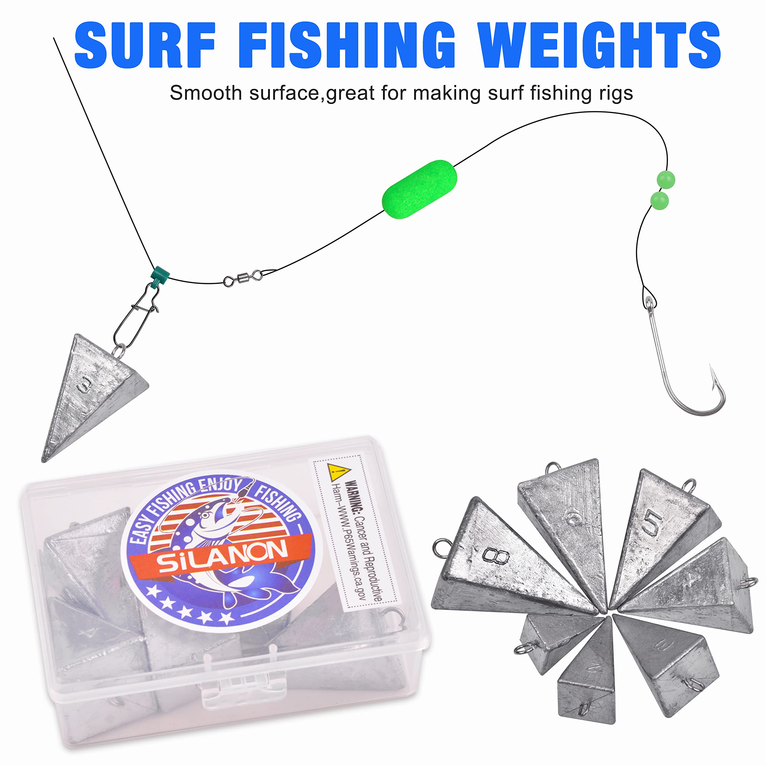 Pyramid Sinkers Fishing Weights Fishing Sinker Weights Pyramid Weights Surf Fishing Weights Saltwater Ocean Fishing Gear Tackle 1oz 2oz 3oz 4oz 5oz 6oz 8oz