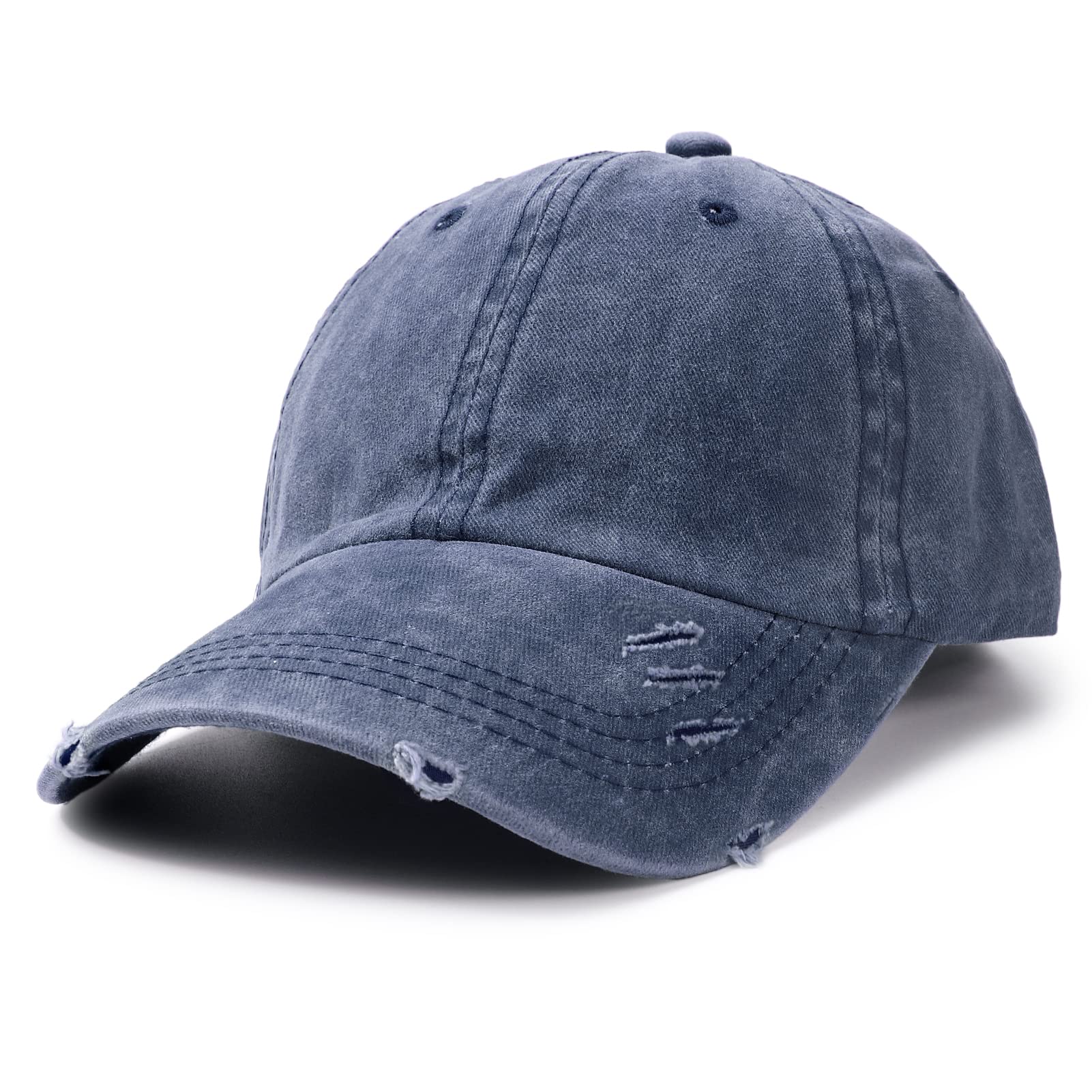 Lvaiz Distressed Baseball Cap Dad Hats for Women Men Vintage Washed Cotton Trucker Hat Adjustable Low Profile Ball Caps Navy Blue