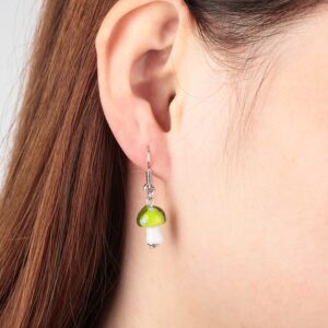 15 Pairs Mushroom Earring for Women Girls Dangle Weird Earrings Creative Handmade Jewelry Glass Mushroom Pendant Drop Earrings Charm Accessories Colorful Funny Food Sweet Fresh