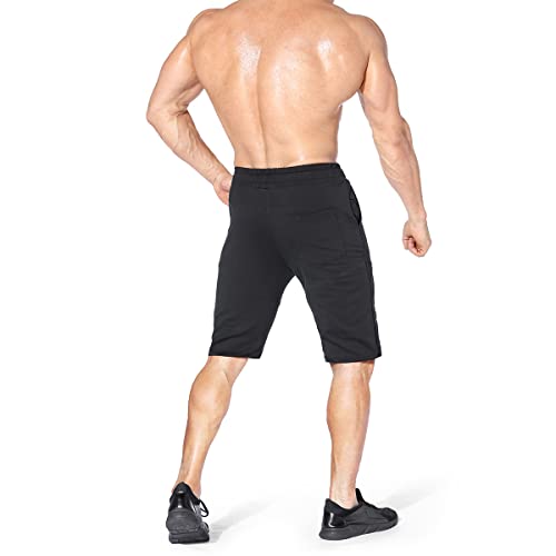 BROKIG Mens Thighs Mesh Gym Workout Shorts, Bodybuilding Slim Athletic Running Shorts for Men with Zipper Pockets (Black,Medium)