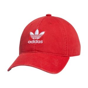 adidas originals men's relaxed fit strapback hat, better scarlet/white, one size