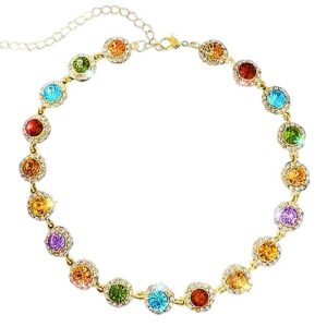 acedre colorful crystal choker necklace sparkly rhinestone chokers necklaces gold chain necklace party prom neck jewelry for women(1-colorful)