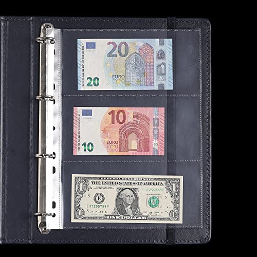 100 Sheets Currency Pages for Paper Money Collection - 3 Pockets Currency Sleeves/Currency Holder Collecting Album Pages for Paper Money Bill Banknote Coupon IN02100