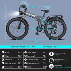 DAMSON Electric Bike for Adult 1000W 48V 30AH/20Ah Removable Battery Ebike 26"X4"Fat Tire up to 30MPH &120 Miles Long Range Off Road Beach Mountain Full Suspension Electric Bicycle