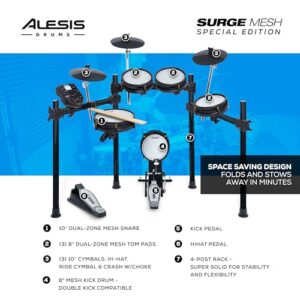 Alesis Drums Surge Mesh SE Kit - Electric Drum Set with USB MIDI Connectivity, Quiet Mesh Heads, Drum Module, Solid Rack, 40 Kits and 385 Sounds