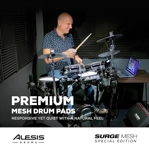 Alesis Drums Surge Mesh SE Kit - Electric Drum Set with USB MIDI Connectivity, Quiet Mesh Heads, Drum Module, Solid Rack, 40 Kits and 385 Sounds