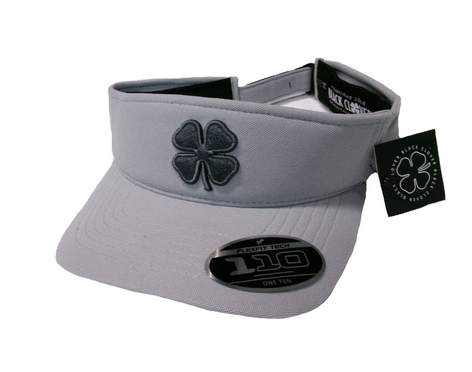 Black Clover Premier Visor 11 Velcro Adjustable Grey Hat with Grey HD Clover