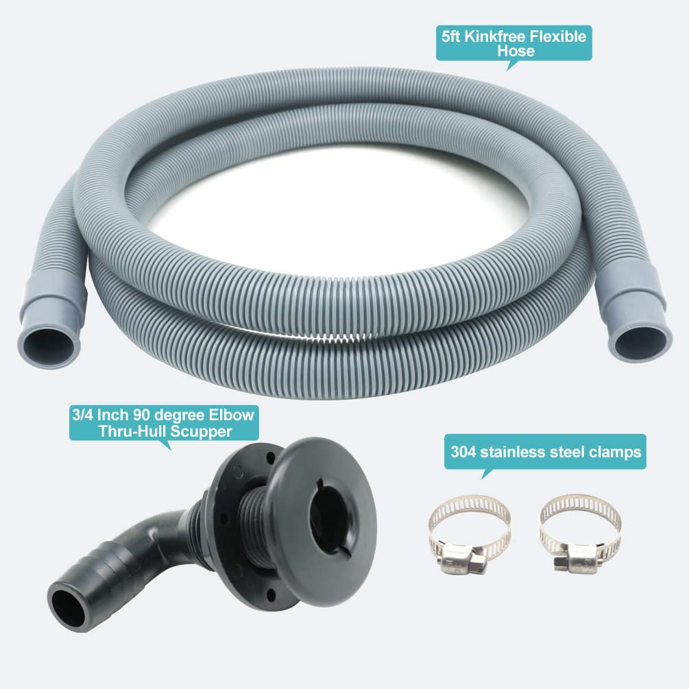 Marine Bilge Pump Hose 3/4 Inch Plumbing Kit, 3/4 Inch 3-Way Y Barbed Fitting