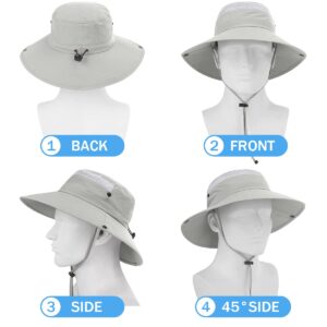 3 Pack Mens Boonie Sun Hat Women UV Protection Outdoor Bucket Hat with Wide Brim for Fishing,Hiking,Safari & Gardening (3 Pack-Dark Grey＆Light Grey＆Army Green)