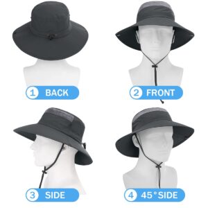 3 Pack Mens Boonie Sun Hat Women UV Protection Outdoor Bucket Hat with Wide Brim for Fishing,Hiking,Safari & Gardening (3 Pack-Dark Grey＆Light Grey＆Army Green)