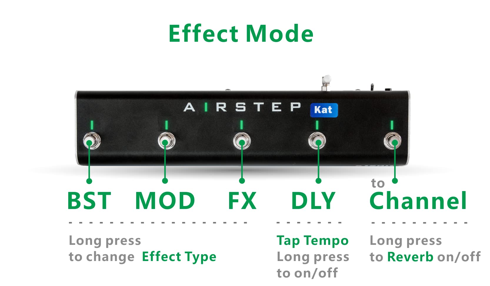 XSONIC Airstep Kat Edition KATANA MkII & I Footswitch with 5 Footswitches, 2 Control Modes(Change Presets, Toggle Effects), 300H Playtime, Modify Amp sound with BTS App for iOS and Android, Wirelessly