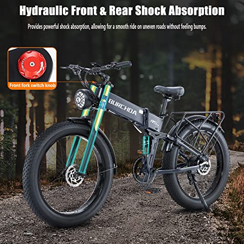 DAMSON Electric Bike for Adult 1000W 48V 30AH/20Ah Removable Battery Ebike 26"X4"Fat Tire up to 30MPH &120 Miles Long Range Off Road Beach Mountain Full Suspension Electric Bicycle