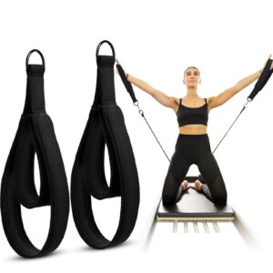 Juexica 2 Pcs Pilates Double Loop Straps for Reformer Feet Fitness Equipment Straps Yoga Pilates Equipment D-Ring Exercise Strap for Gym Workout Home