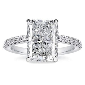 Effinny 3.5 Carat Radiant Cut Engagement Ring,Simulated Diamond White Sapphire Promise Ring for Women in 925 Sterling Silver(Size:9)