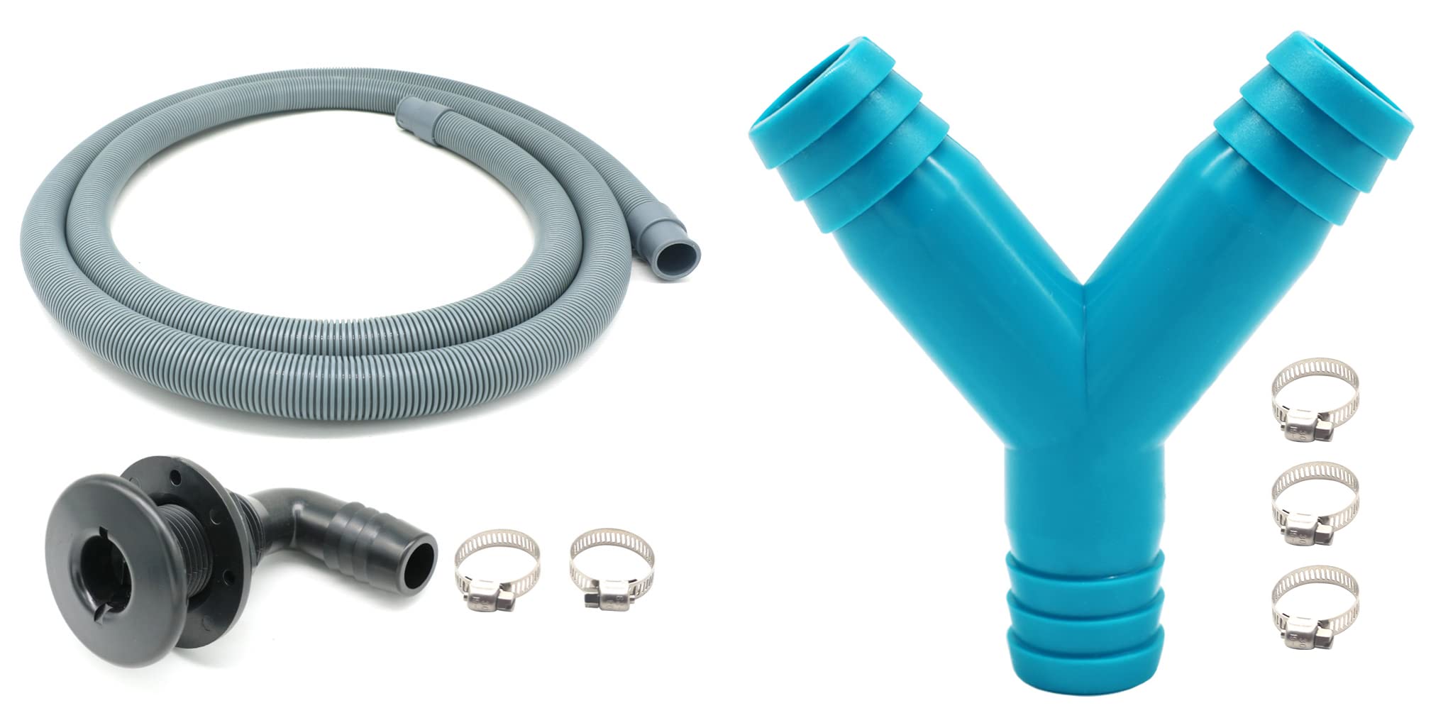 Marine Bilge Pump Hose 3/4 Inch Plumbing Kit, 3/4 Inch 3-Way Y Barbed Fitting