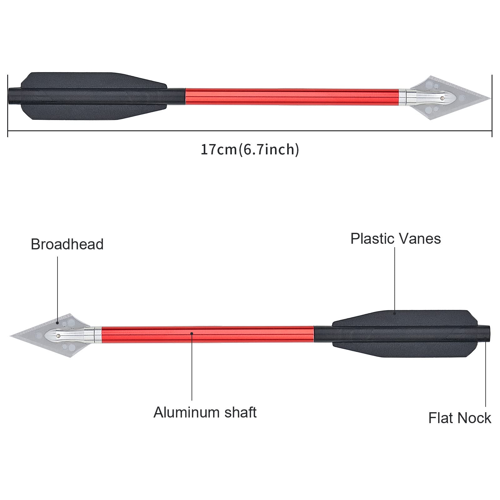 Elkrich Mini Archery Crossbow Bolts 6.25 Inch Aluminium Crossbow Bolts with Sharp Arrow Tip Mini Archery Arrows Dart for Shooting Target Practice Small Hunting Game (Red)