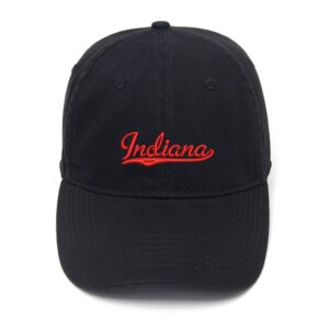 Men's Baseball Caps Indiana - in Embroidered Dad Hat Washed Cotton Hat (Black,7 3/8)