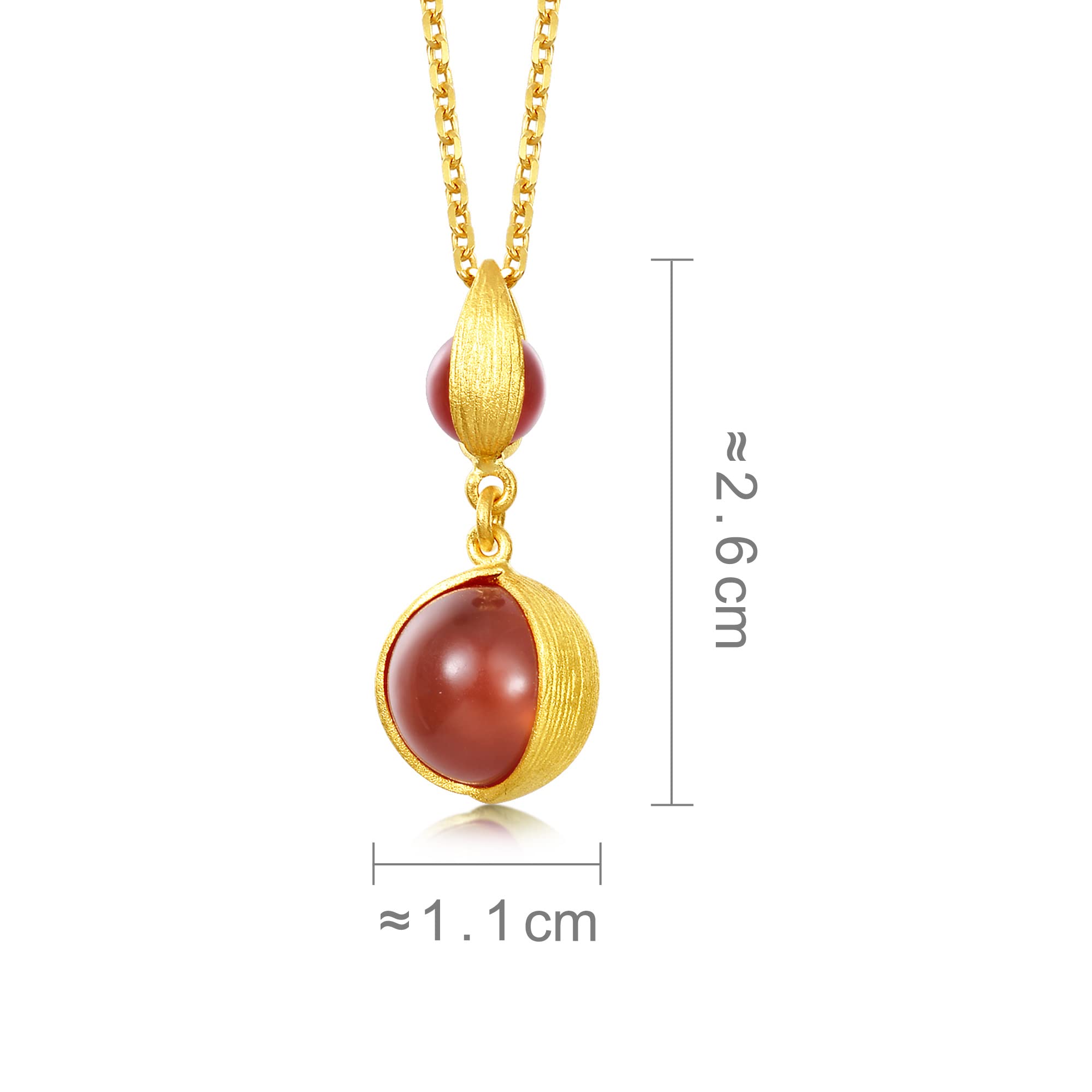 CHOW SANG SANG G* Collection 999 24K Solid Gold Red Agate Beaded Pendant for Women 86127P | [Not Include the Neckace]