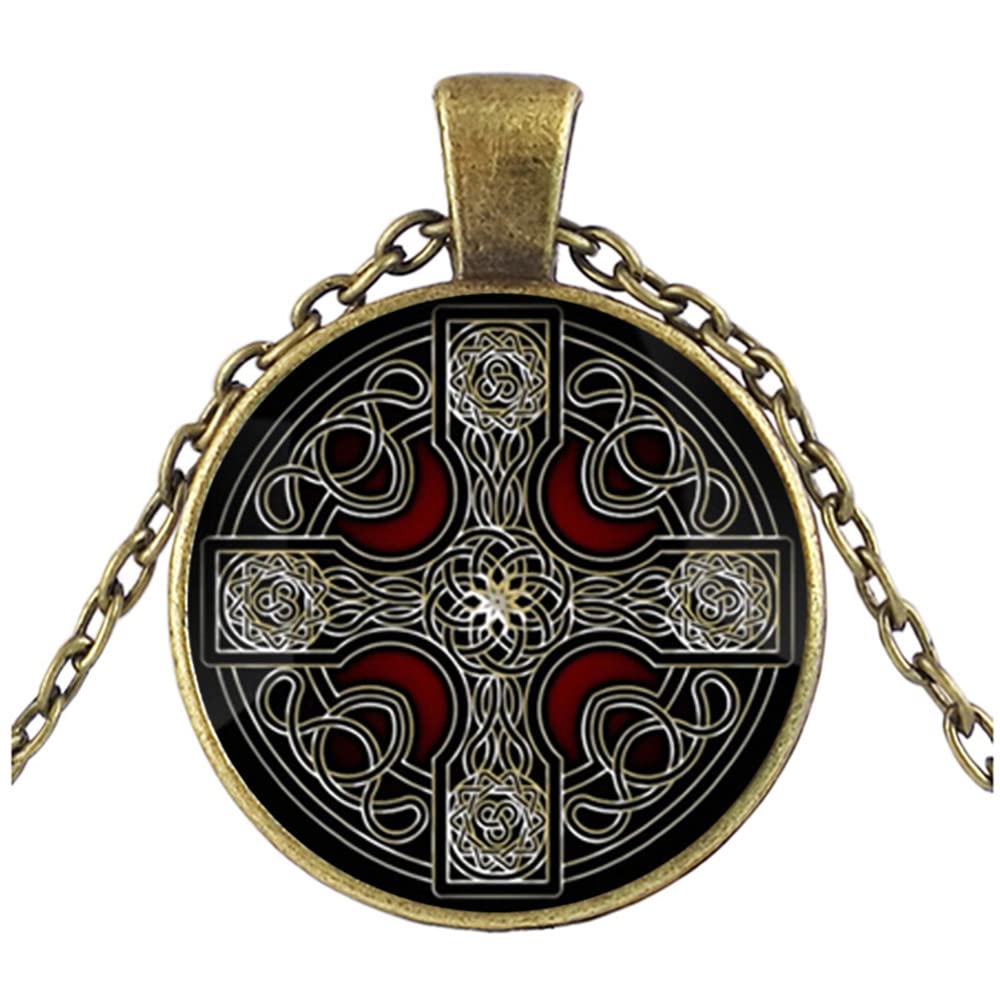 NEPOMI Irish Celtic Knot Pendant Necklace for Men Women, Trinity Knot Good Luck Cross Necklace Mens Womens Religious Necklace Jewelry Gift Alloy Link Chain Talisman Necklace 27'' Chain(Send Gift Box)