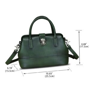 Genuine Leather Satchel Handbag for Women Purse Top Handle Bags Handmade Vintage Crossbody Bag Purses (Green) Medium