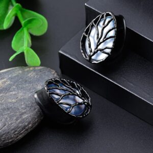 COOEAR Tear Drop Design Stainless Steel Gauges for Ears Lift Tree Natural Seashell Plugs and Tunnels.