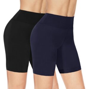 NexiEpoch 2 Pack Workout Biker Shorts Womens - 3" /5"/8" Booty Volleyball High Waisted Black Spandex Shorts for Yoga Dance