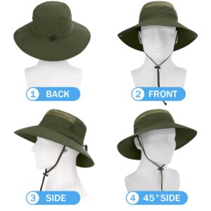 3 Pack Mens Boonie Sun Hat Women UV Protection Outdoor Bucket Hat with Wide Brim for Fishing,Hiking,Safari & Gardening (3 Pack-Dark Grey＆Light Grey＆Army Green)