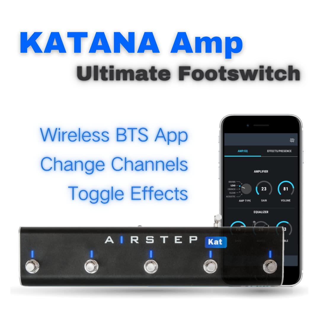 XSONIC Airstep Kat Edition KATANA MkII & I Footswitch with 5 Footswitches, 2 Control Modes(Change Presets, Toggle Effects), 300H Playtime, Modify Amp sound with BTS App for iOS and Android, Wirelessly