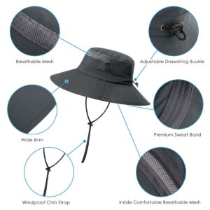 3 Pack Mens Boonie Sun Hat Women UV Protection Outdoor Bucket Hat with Wide Brim for Fishing,Hiking,Safari & Gardening (3 Pack-Dark Grey＆Light Grey＆Army Green)