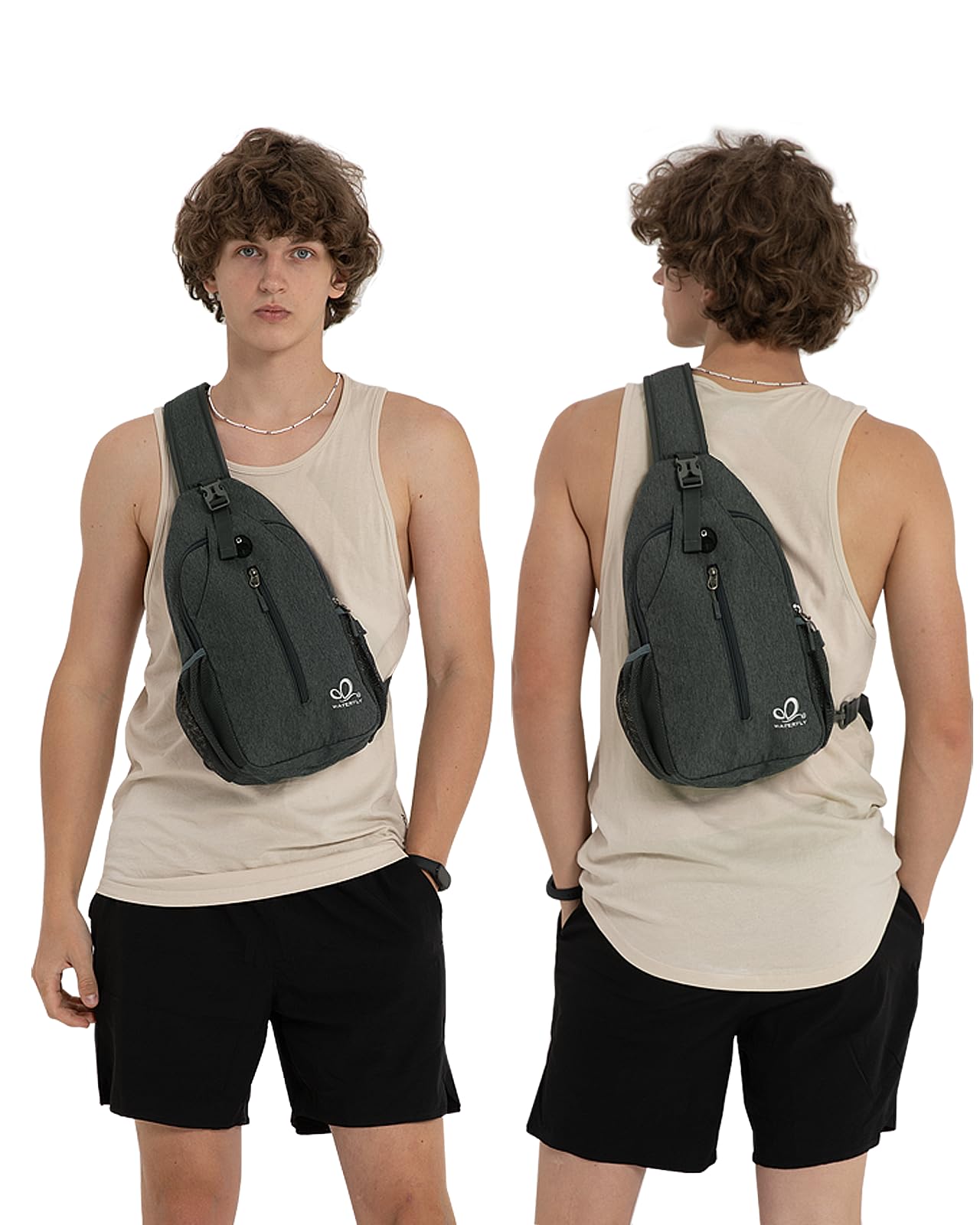 WATERFLY Crossbody Sling Backpack Sling Bag Travel Hiking Chest Bag Daypack