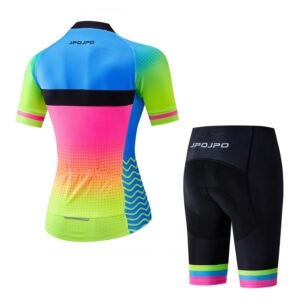 Women's Cycling Jersey Set Bike T-Shirt Reflective+5D Padded Shorts S-3XL