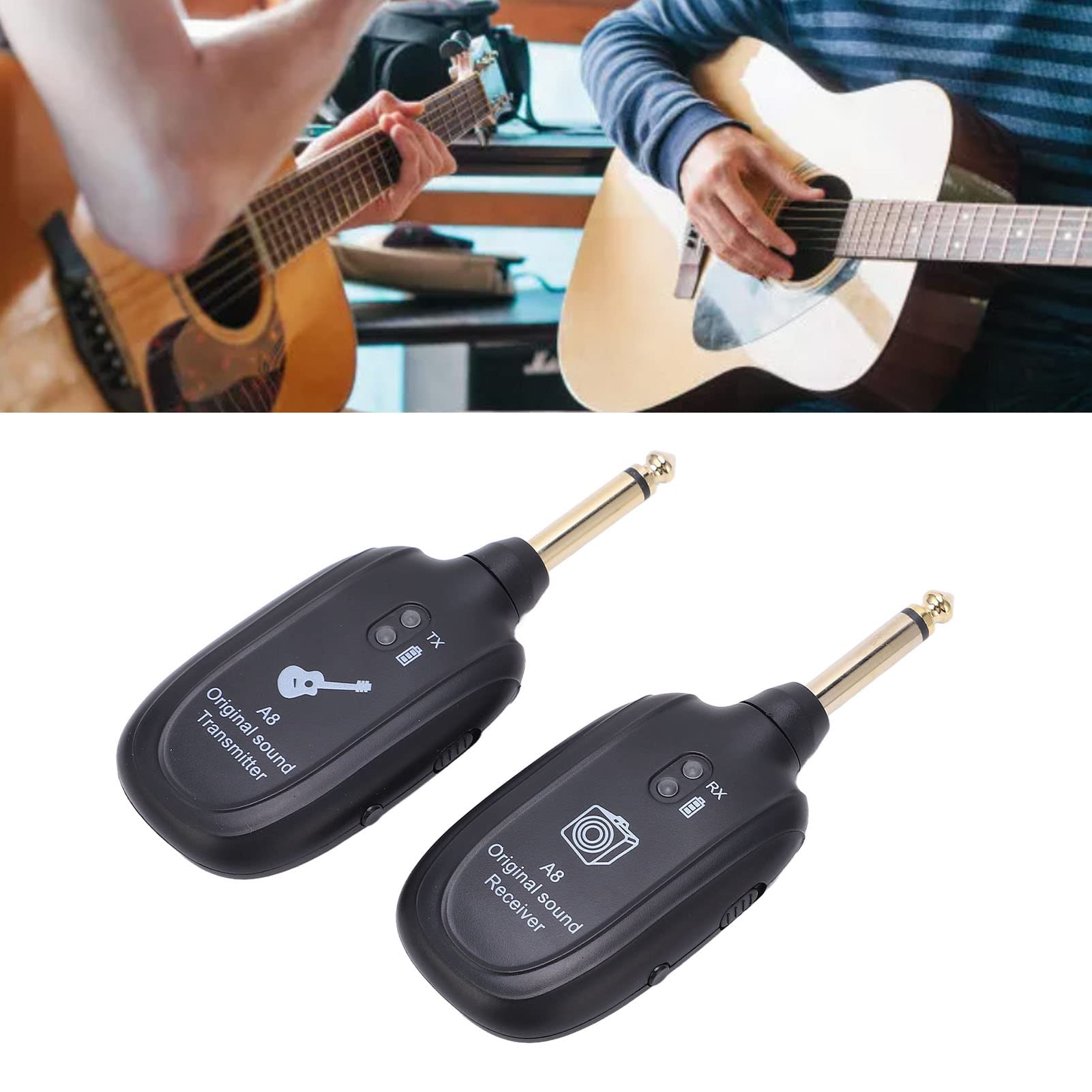 Guitar Transmitter Receiver,20Hz 20kHz UHF Wireless Guitar System Rechargeable Guitar Audio System for Electric Guitar Pickup Accessory Set Kit