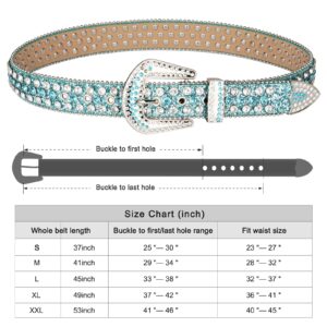 UnFader Womens Men Rhinestone Western Belts Bling Cowgirl Designer Diamond Studded Belts for Jeans