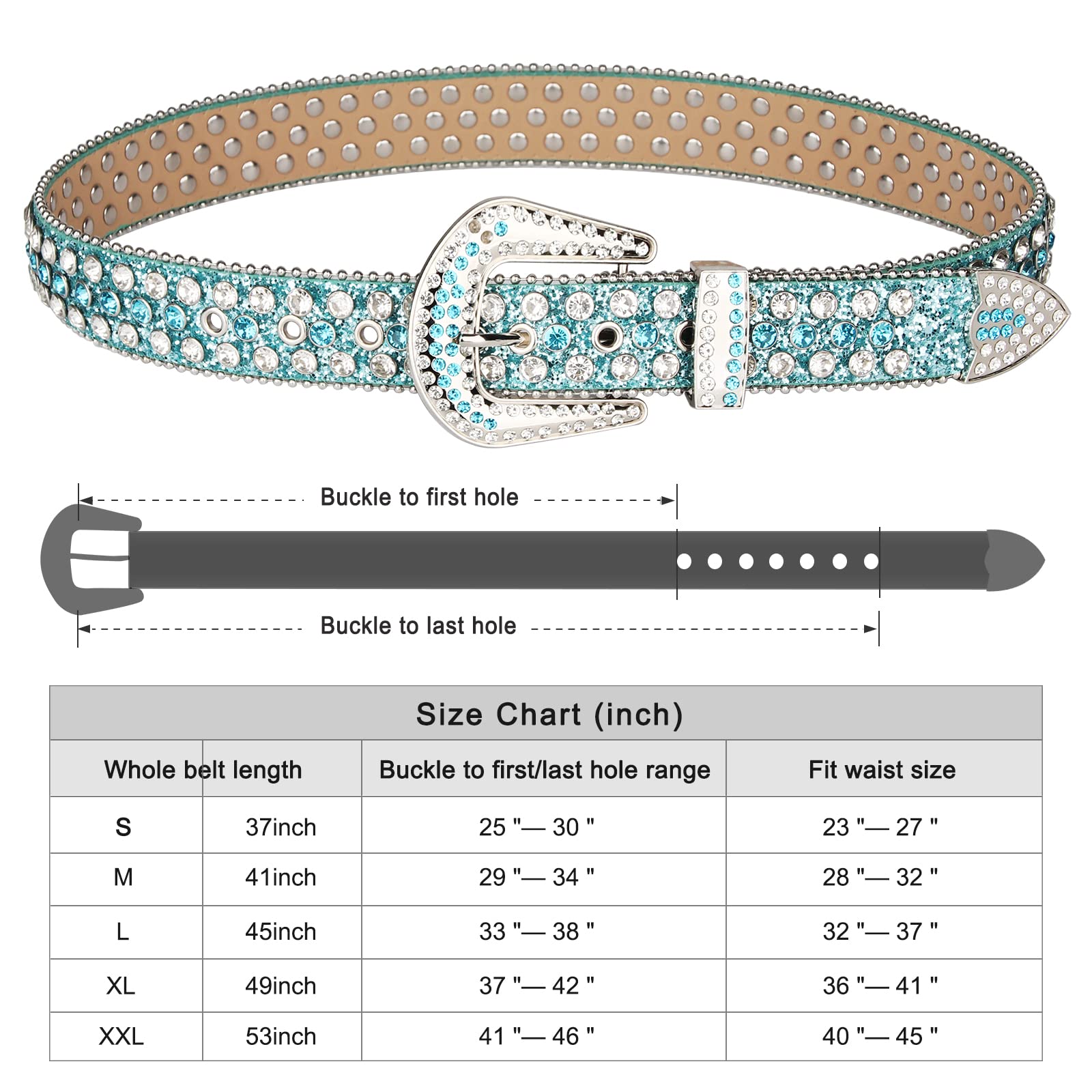 UnFader Womens Men Rhinestone Western Belts Bling Cowgirl Designer Diamond Studded Belts for Jeans