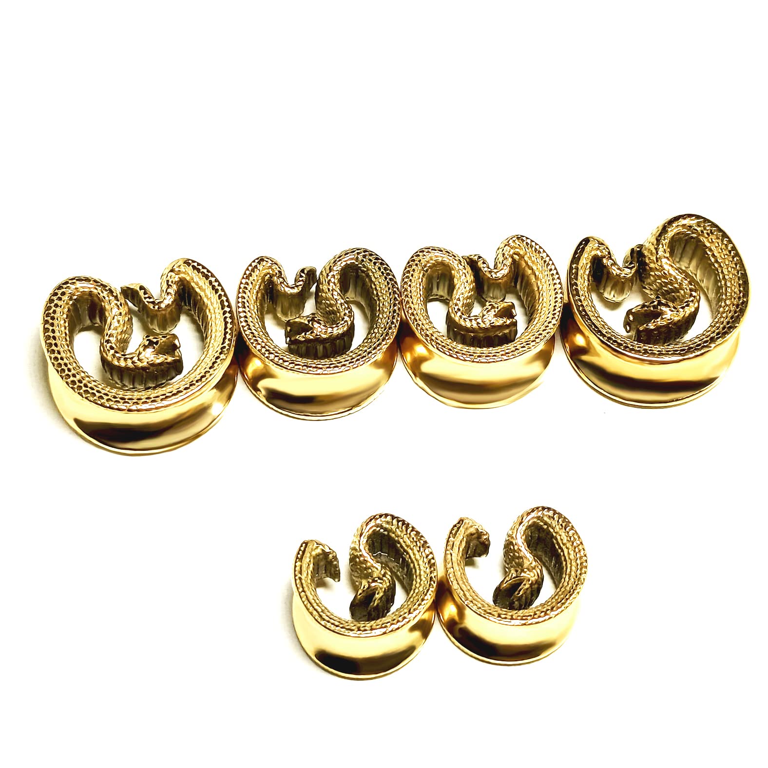 SUPTOP Snake Ear Plugs and Tunnels for Women Unique Ear Saddles for Men Gold Ear Tunnels Size 0 Gauges Stretched Ears