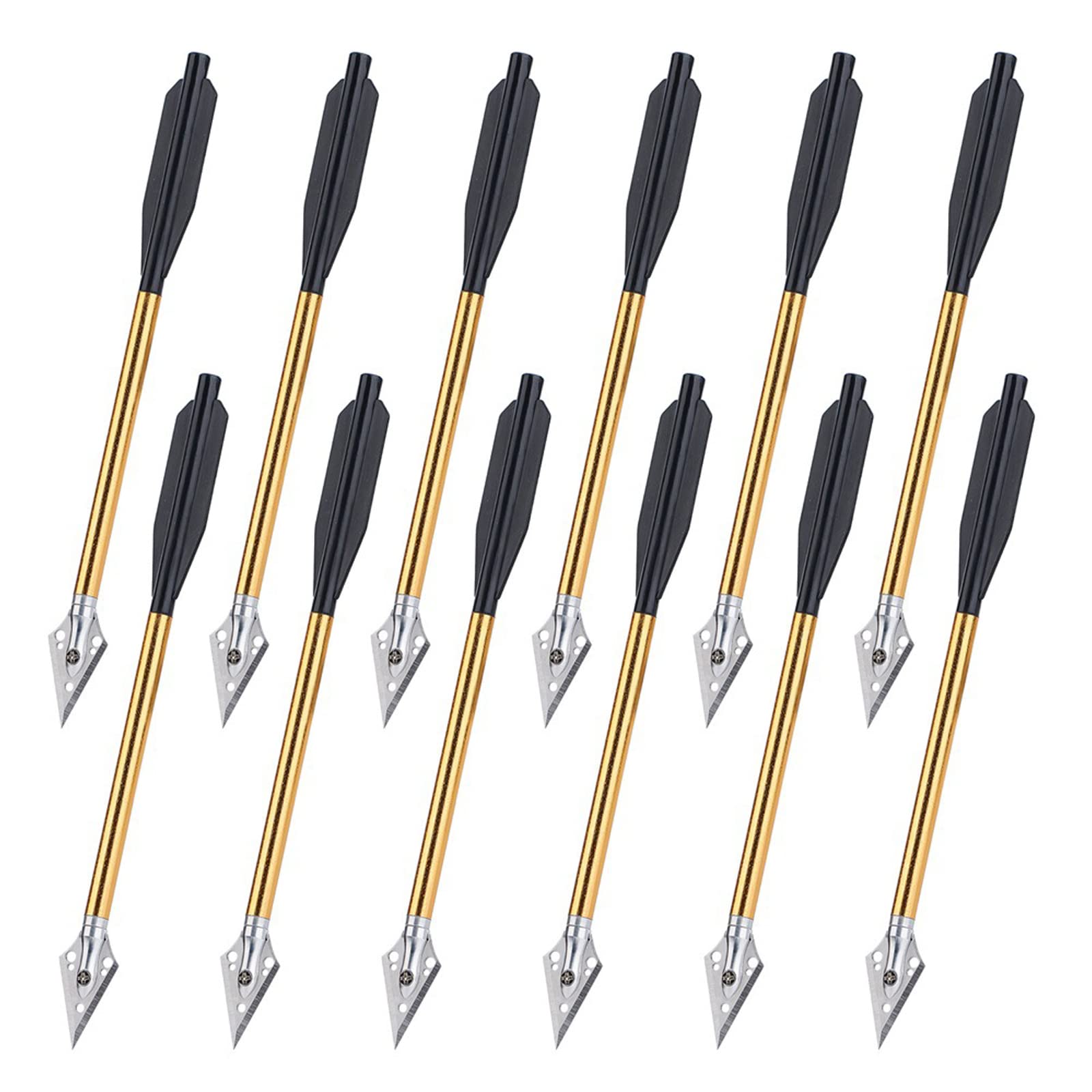 Lamehfyo Mini Crossbow Bolts Aluminium Crossbow Bolts Arrows 6.25" Crossbow Arrows with Metal Broadheads Tips Outdoor Hunting Fishing Target Practice (Yellow)