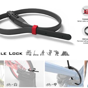 18” Zip Combination Keyless Cable Lock Lightweight Bike/Scooter/Luggage Lock Item Bike Lock (1)