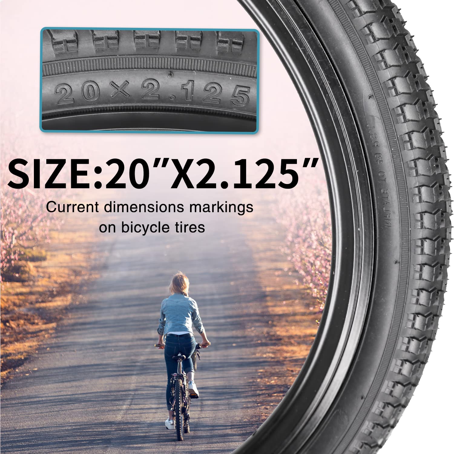 20" 26" Bike Tires 20 x 2.125 26 x 2.1 inch Folding Bike Tires for Mountain Bike Beach Cruiser Bike City Urban Bicycles (20 X 2.125 Single)